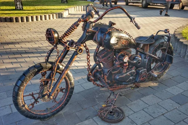 Metallic Monument Motorcycle Embankment City Dnieper — Stock Photo, Image