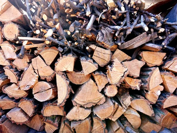 Een Stapel Brandhout Bereid Voor Het Aansteken Van Een Kachel — Stockfoto