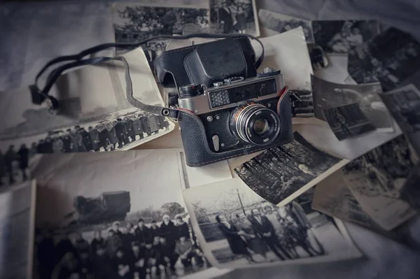 Alte Sowjetische Kamera Und Forographie Daraus — Stockfoto
