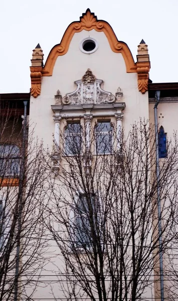 Fenster Einem Alten Gebäude Mit Stuckverzierungen — Stockfoto