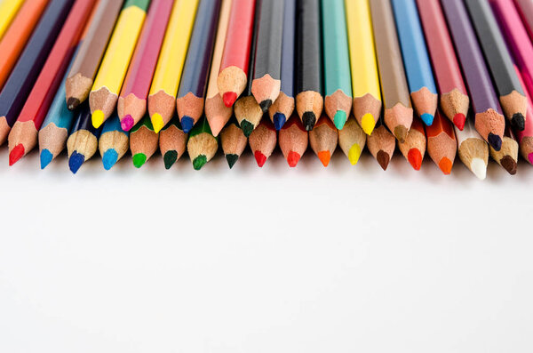 Color pencils isolated on white background.