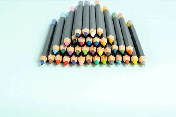 Color Pencils White Background Set Pencils Drawing Creativity Hobbies Classes — Stock Photo, Image