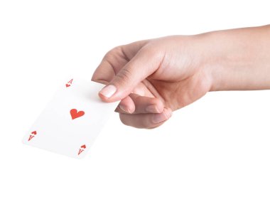 Beyaz arkaplanda elle izole edilmiş kartlar oynanıyor