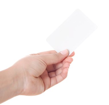 kırpma yolları ile boş kartvizit tutan el