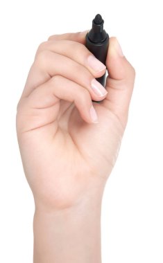 El yazma kopyalama alanının üzerinde. Güzel el holding siyah 