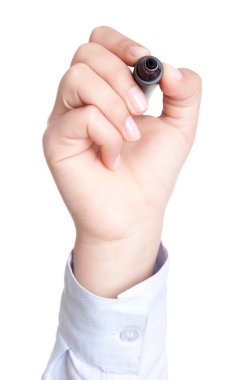 El yazma kopyalama alanının üzerinde. Güzel el holding siyah 