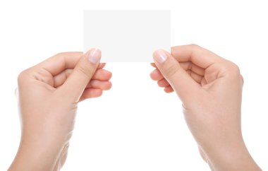 kırpma yolları ile boş kartvizit tutan el