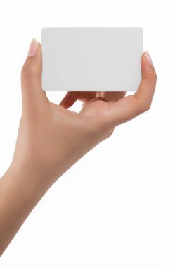 kırpma yolları ile boş kartvizit tutan el