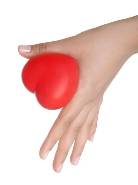 Hands holding sweet little heart isolated on white background. — Stock Photo, Image