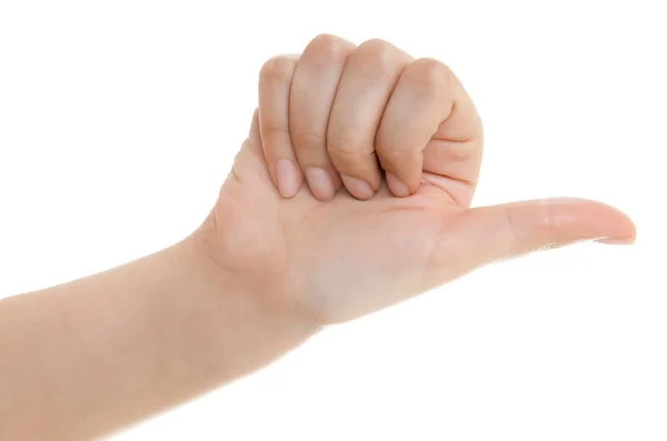 Mano femenina mostrando el pulgar hacia arriba ok todo derecho victoria mano signo gest — Foto de Stock