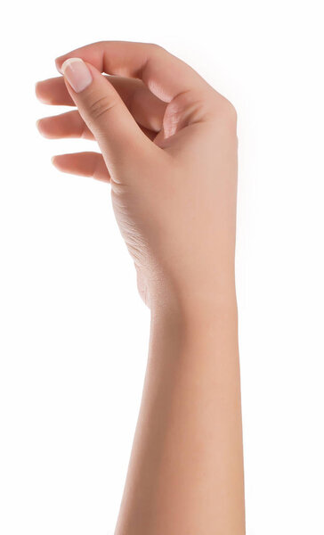 Woman hand hold virtual business card, credit card or blank pape