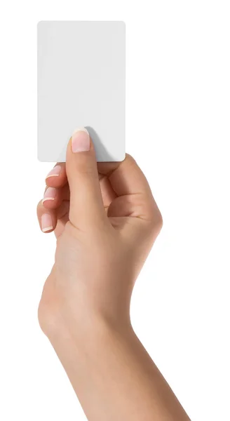 kadın elini tut sanal kartvizit, kredi kartı veya boş kağıt