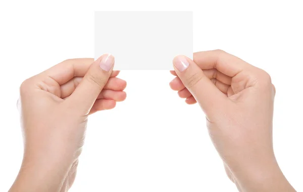 kırpma yolları ile boş kartvizit tutan el