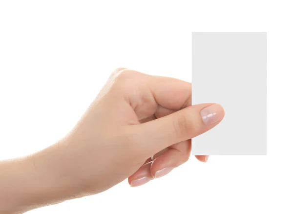 kırpma yolları ile boş kartvizit tutan el