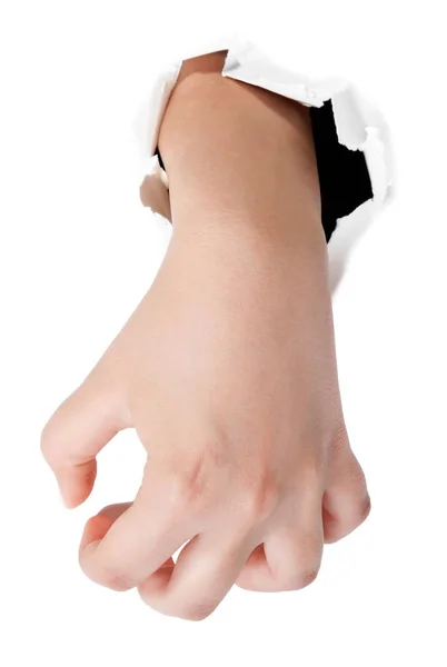 Close-up van mooie vrouw hand, palm omhoog. geïsoleerd op witte b — Stockfoto