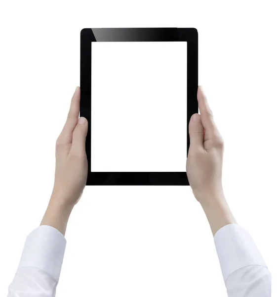 Handgreep Digitale Tablet Uitgesneden Witte Achtergrond — Stockfoto