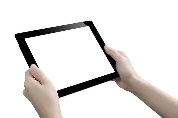 Handgreep Digitale Tablet Uitgesneden Witte Achtergrond — Stockfoto