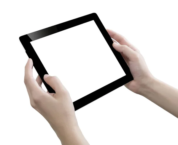 Kézi Digitális Tabletta Kivágott Fehér Alapon — Stock Fotó