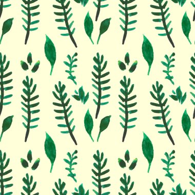 Seamless watercolor botanical pattern. colored plants on a black