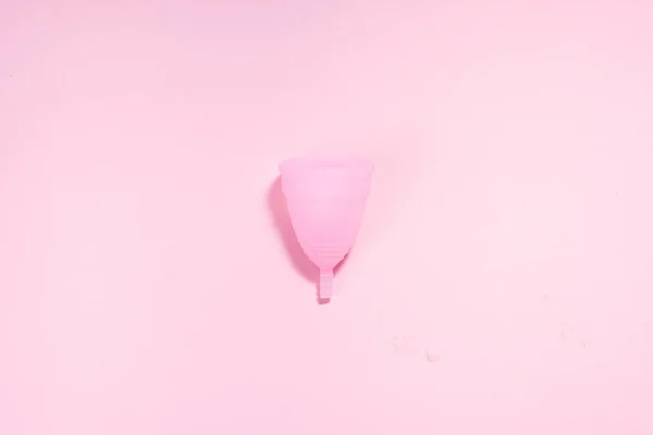 Salud Ginecológica Producto Menstruación Una Copa Menstrual Silicona Rosa Para — Foto de Stock