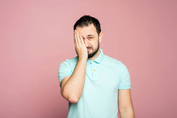 Grieving Man Sad Man Ready Cry Hiding His Face Man — Stock Photo, Image