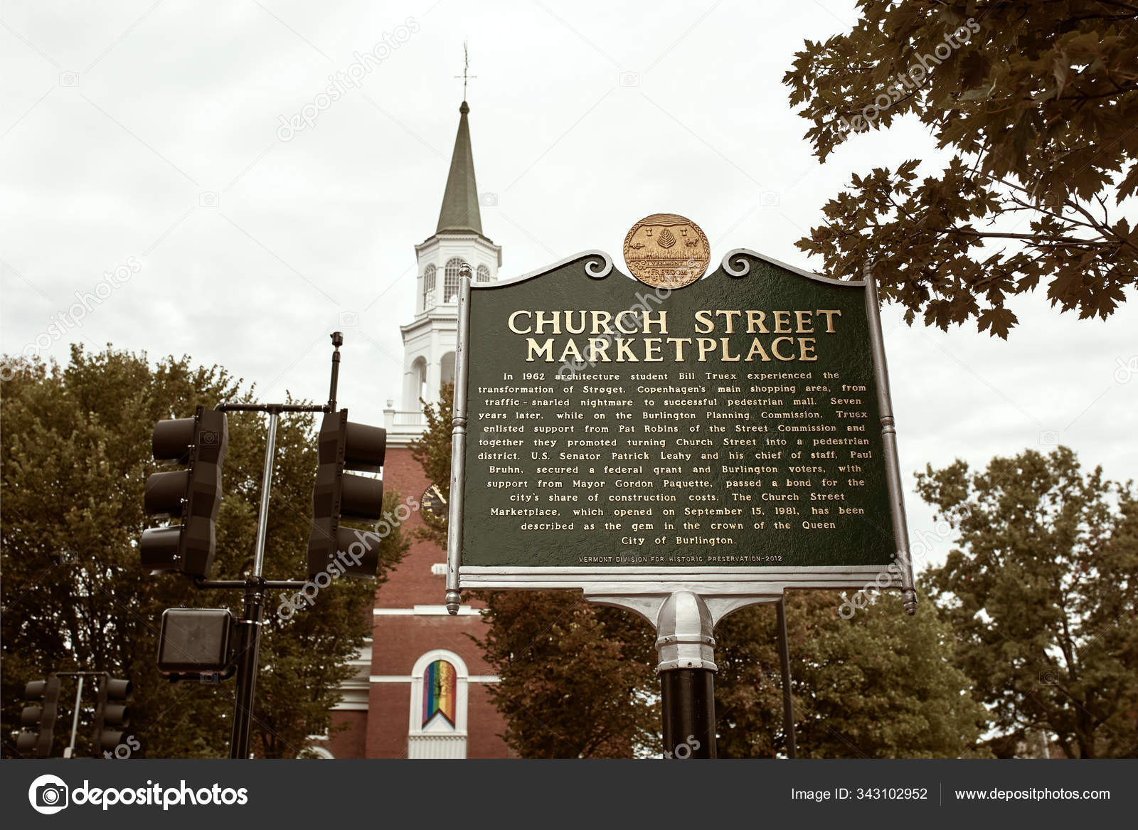 Burlington Vermont September 29Th 2019 Historical Marker Entrance Church  Street — Stock Editorial Photo © jenlo8 #343102952, image size:1600x1167