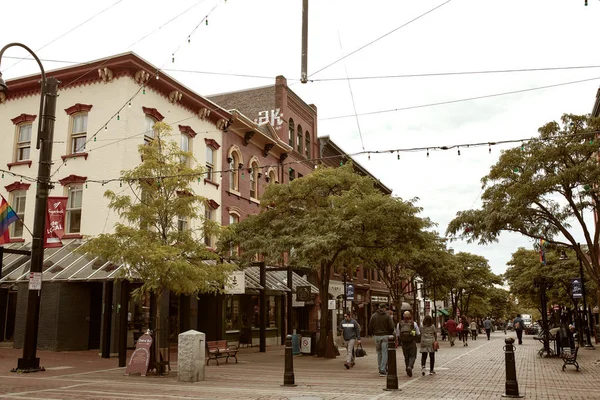 Burlington Vermont Septembre 2019 Commerces Restaurants Long Centre Commercial Piétonnier — Photo