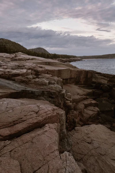 Robustos Acantilados Ocean Path Largo Costa Del Parque Nacional Acadia — Foto de Stock