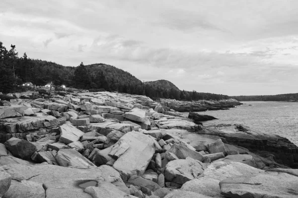 Falésias Acidentadas Caminho Oceano Longo Costa Parque Nacional Acadia Mount — Fotografia de Stock