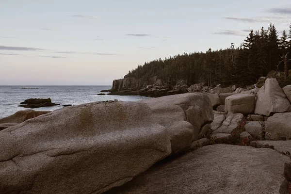 Ocean Path Korlátolt Sziklái Acadia Nemzeti Park Partvonala Mentén Maine — Stock Fotó