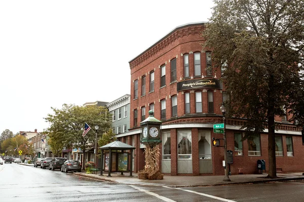 Bennington Vermont Oktober 2019 Kleine Geschäfte Und Restaurants Einem Kalten — Stockfoto
