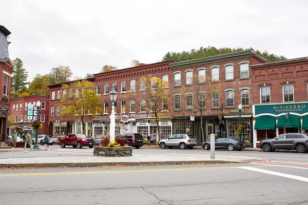 Woodstock Vermont September 30Th 2019 Small Shops Restaurants Cool Fall — Stock Photo, Image