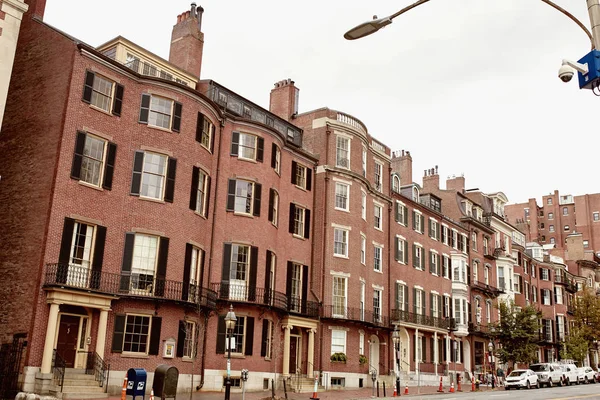 Boston Massachusetts Octubre 2019 Hermosos Edificios Residenciales Ladrillo Día Otoño — Foto de Stock