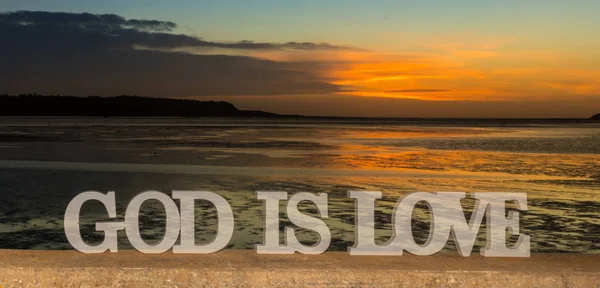 God Is Love Sunset River — Stock Photo, Image