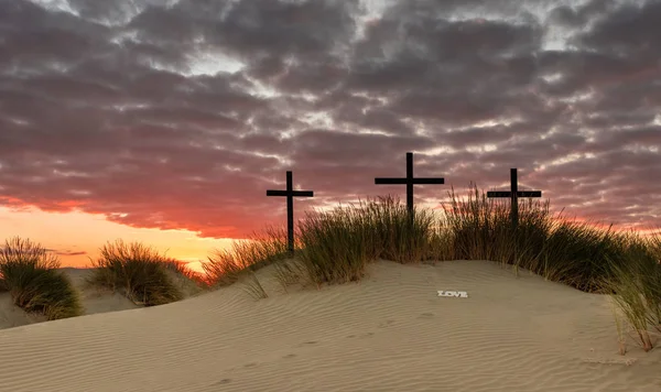 Love Foot Prints Crosses — Stock Photo, Image