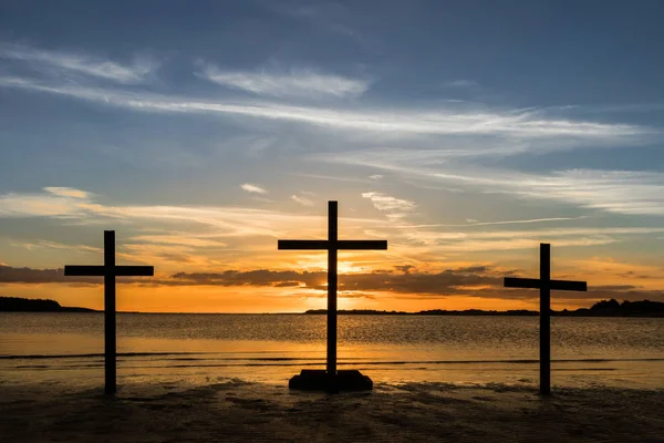 Easter Sundown Cross — Stock Photo, Image