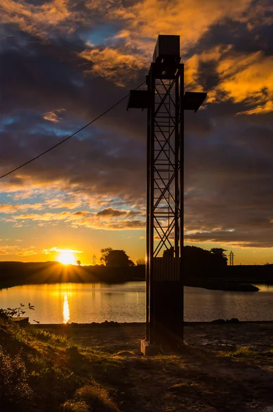 Sunset Foxton Water Park Tower — Stock Photo, Image