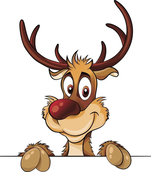 Deer Baner Cute Smile Vector Cartoon — Stock Vector