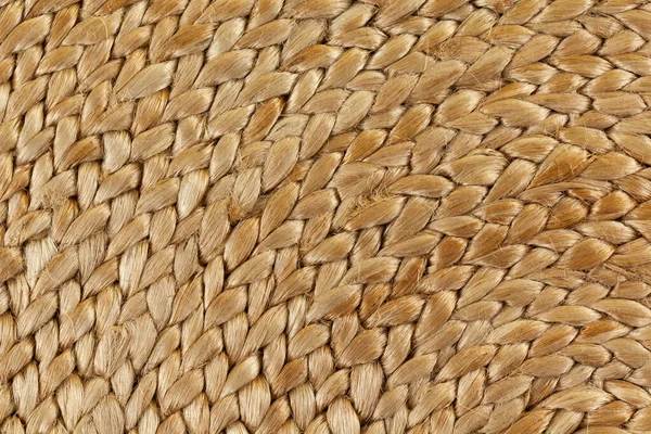 Close-up of woven jute napkin. Background for interior printing. Zero waste, eco-friendly, no plastic, plastic free, environmental conservation, sustainable lifestyle concept. Copy space. Horizontal.