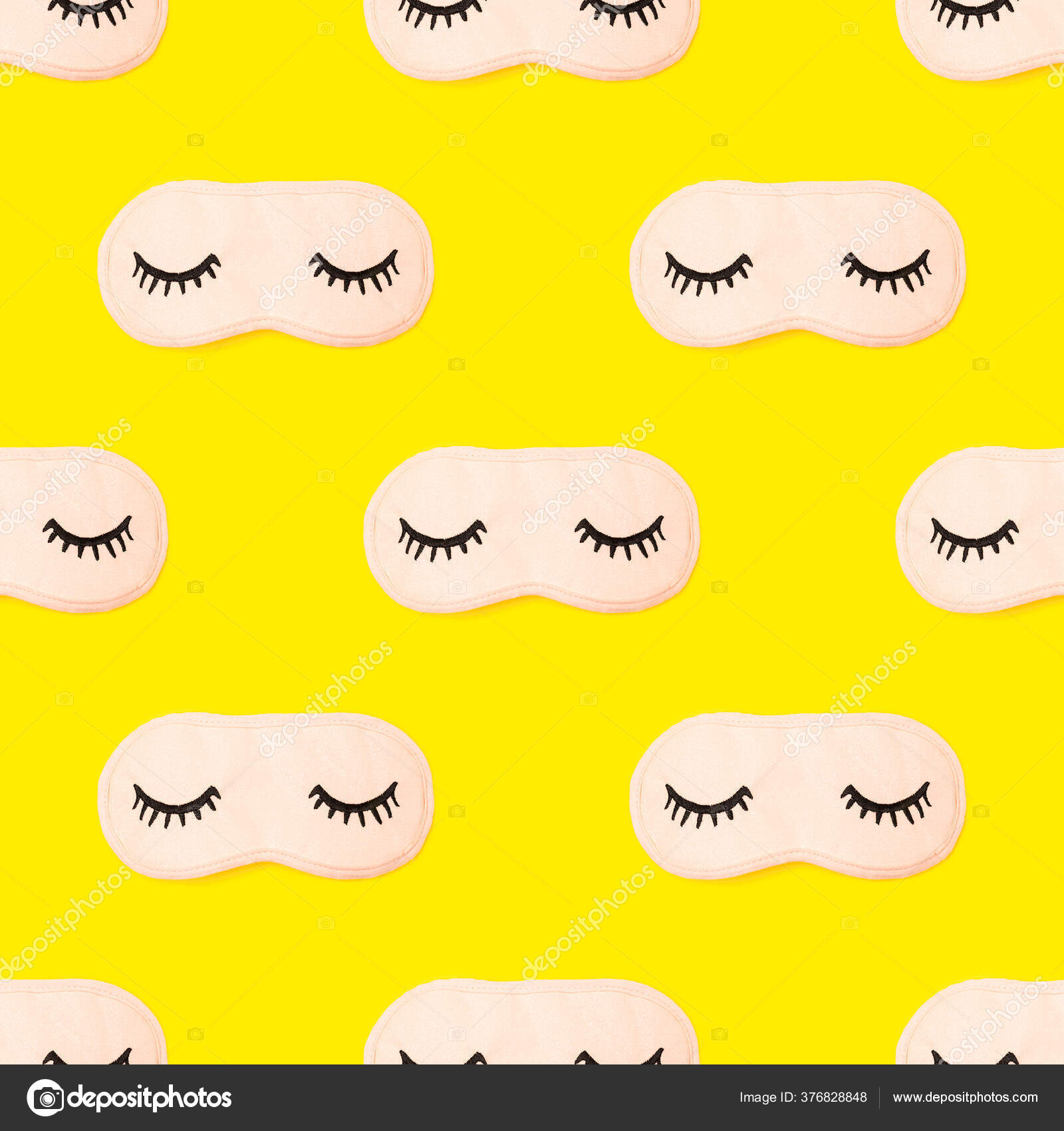 Download Seamless Pattern Pink Sleep Mask Closed Eyes Embroidered Eyelashes Yellow Stock Photo C Alluneed 376828848 PSD Mockup Templates