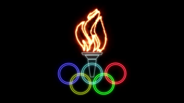 Olympic Flame Logo Rings — Stock Video