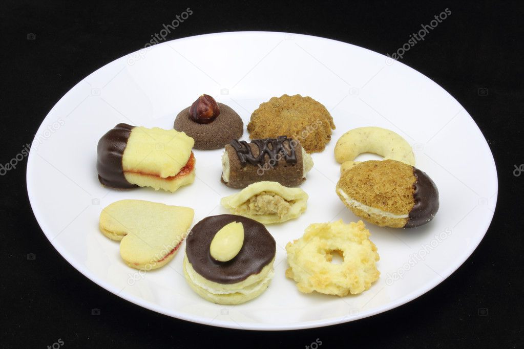 Detail photo of various homemade Christmas cookies, special Czec