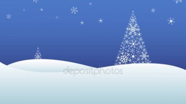 Kar taneleri kar yağışı ve ağaçları ile kış manzara yapılan