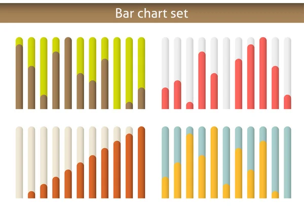 4 colorul bar chart graph set, isolated on white — Stock Vector