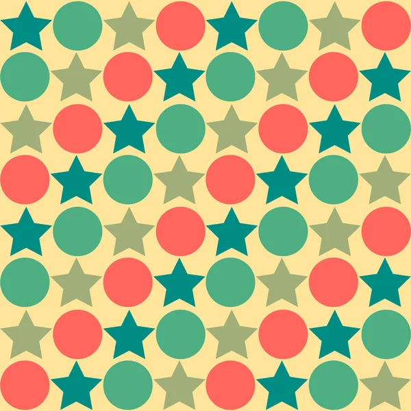 Retro seamless abstract pattern - star alternating circle in mut — Stock Vector