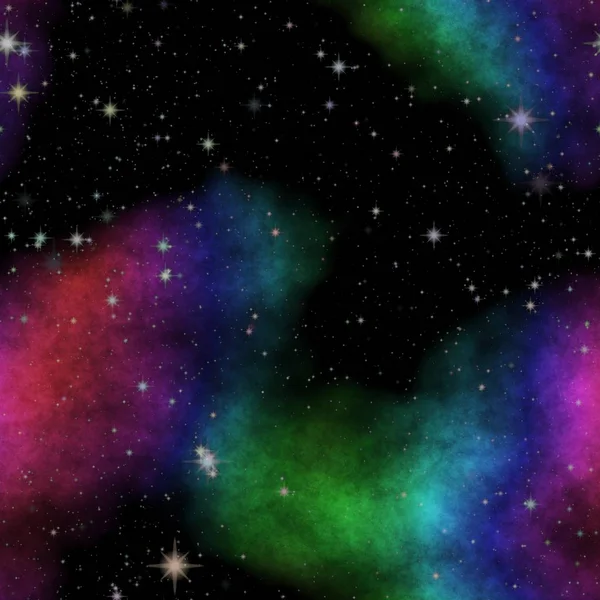 Ilustração espacial com estrelas e nebulosas — Fotografia de Stock