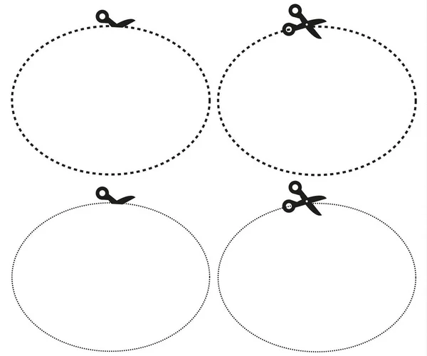 剪刀裁纸椭圆的形状 — 图库矢量图片