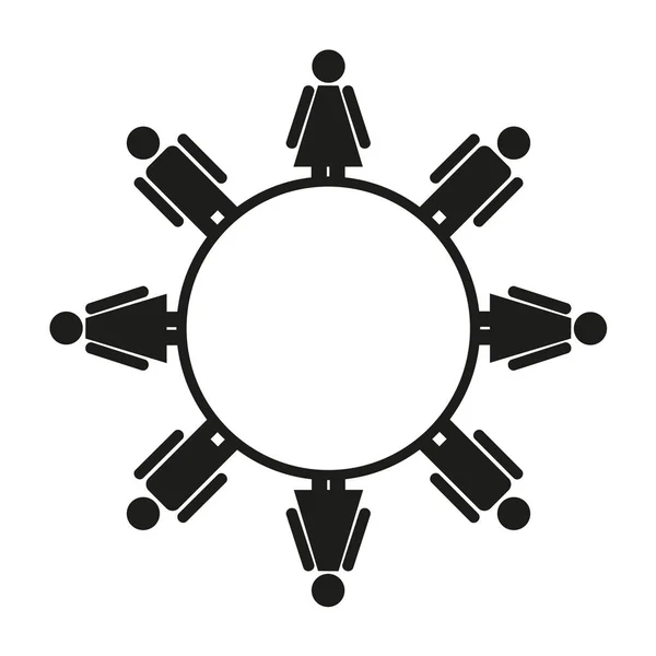 Simple icône isolée noir et blanc de l'homme et de la femme autour de la — Image vectorielle