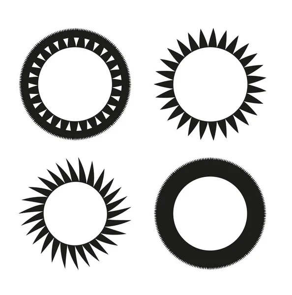Set von 4 schwarzen sonnenähnlichen Ornamenten — Stockvektor