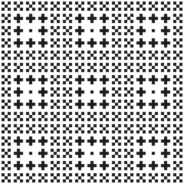 Seamles monochorme motif pixel avec différents ornements — Image vectorielle